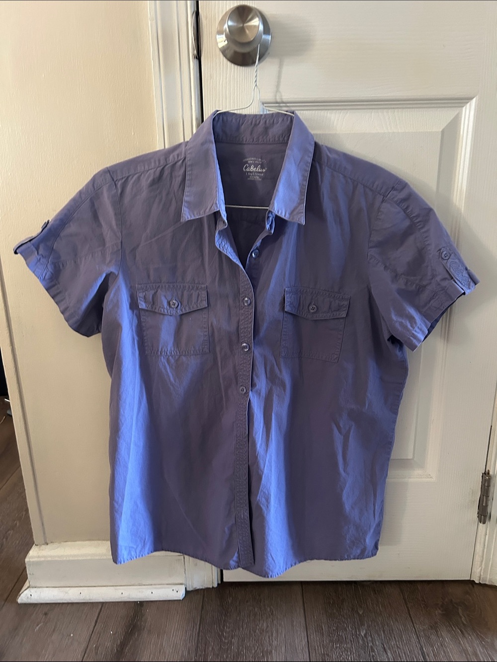 Cabela's Women’s Short-Sleeve Button-Front Shirt in periwinkle